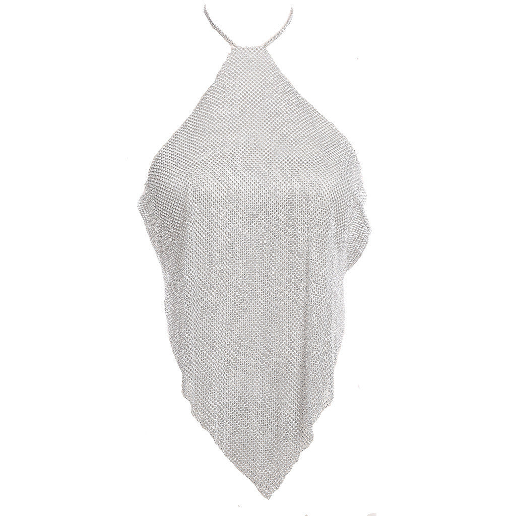 Elegant Diamond Chest Ornament Necklace And Body Chain Set