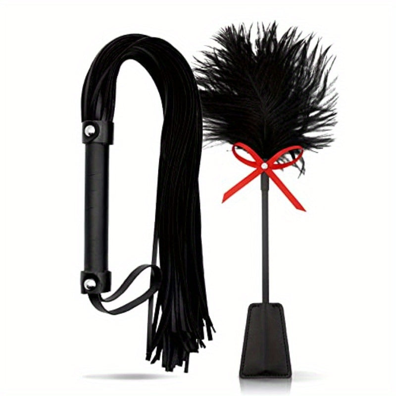 SM Set BDSM French Tickler Adult Set Flogger Stimulation Sex Whip Sex Paddle Feather Tickler Set for Couples BDSM Starter Kit Fetish Toys, Sex Toys for Couples, Intimate, Sleek Design, Highquality Materials, Sensual Play, Cou