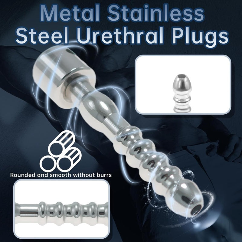 Highquali Stainless Steel Chastity Cage With Electroshock Urethral Plug