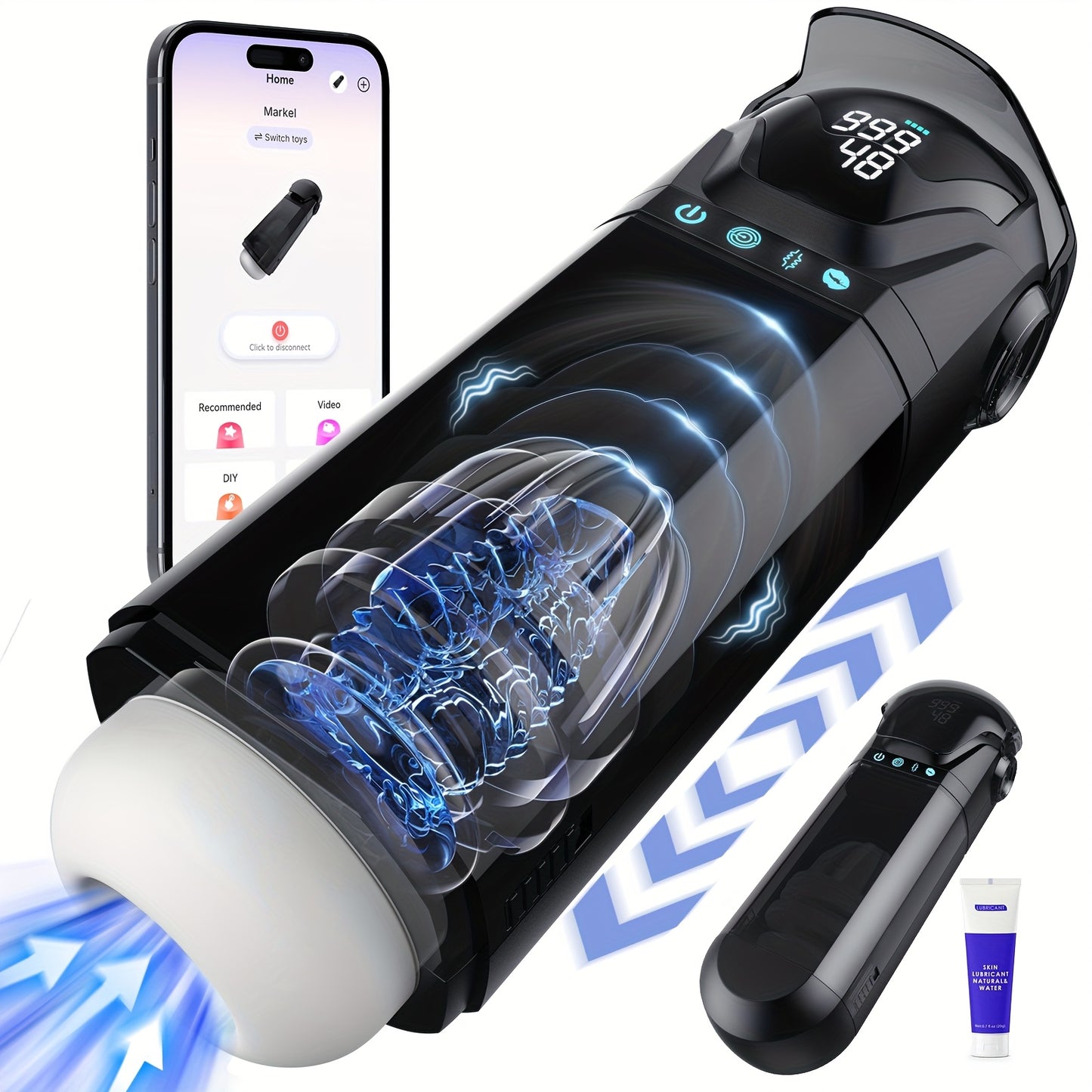 Electric Male Masturbator With 9 Modes App Control USB Rechargeable