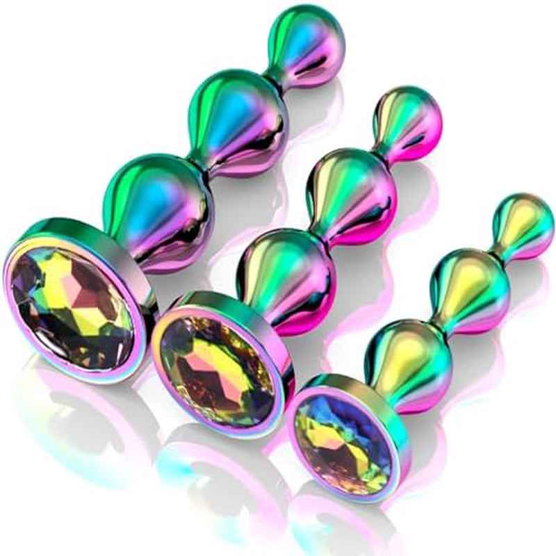 Metal Anal Beads Prostate Massager With Jewelry Design 3 Pack