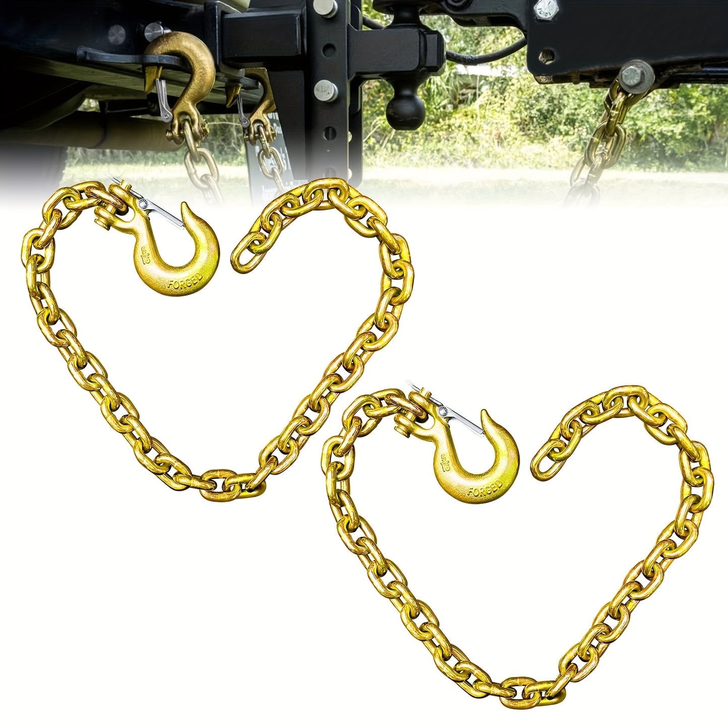 Trailer Safety Chain G80 2 Pack With Hooks