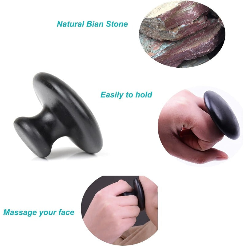 Mushroom Shaped Massage Stones Natural Bian Stone For Spa Therapy
