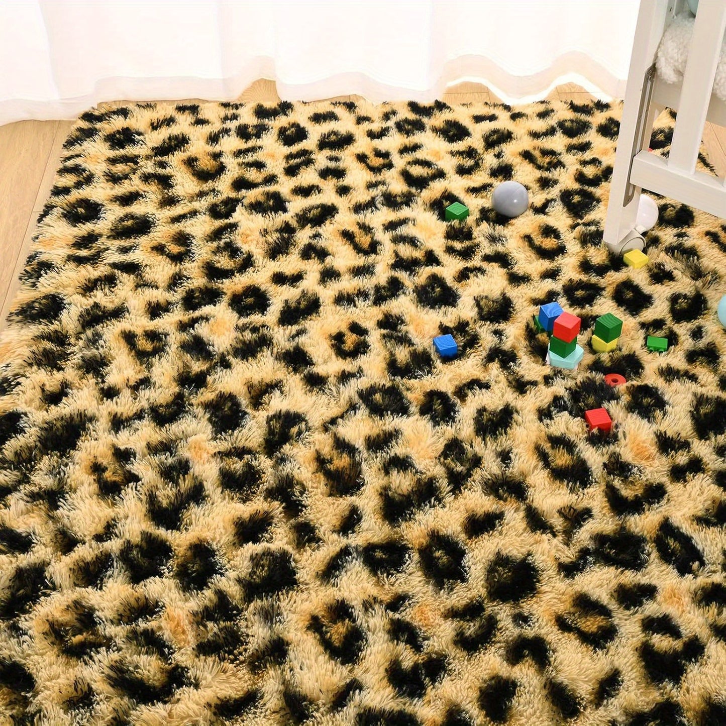 HOMORE Furies Leopard Print Shag Area Rug For Living Rooms