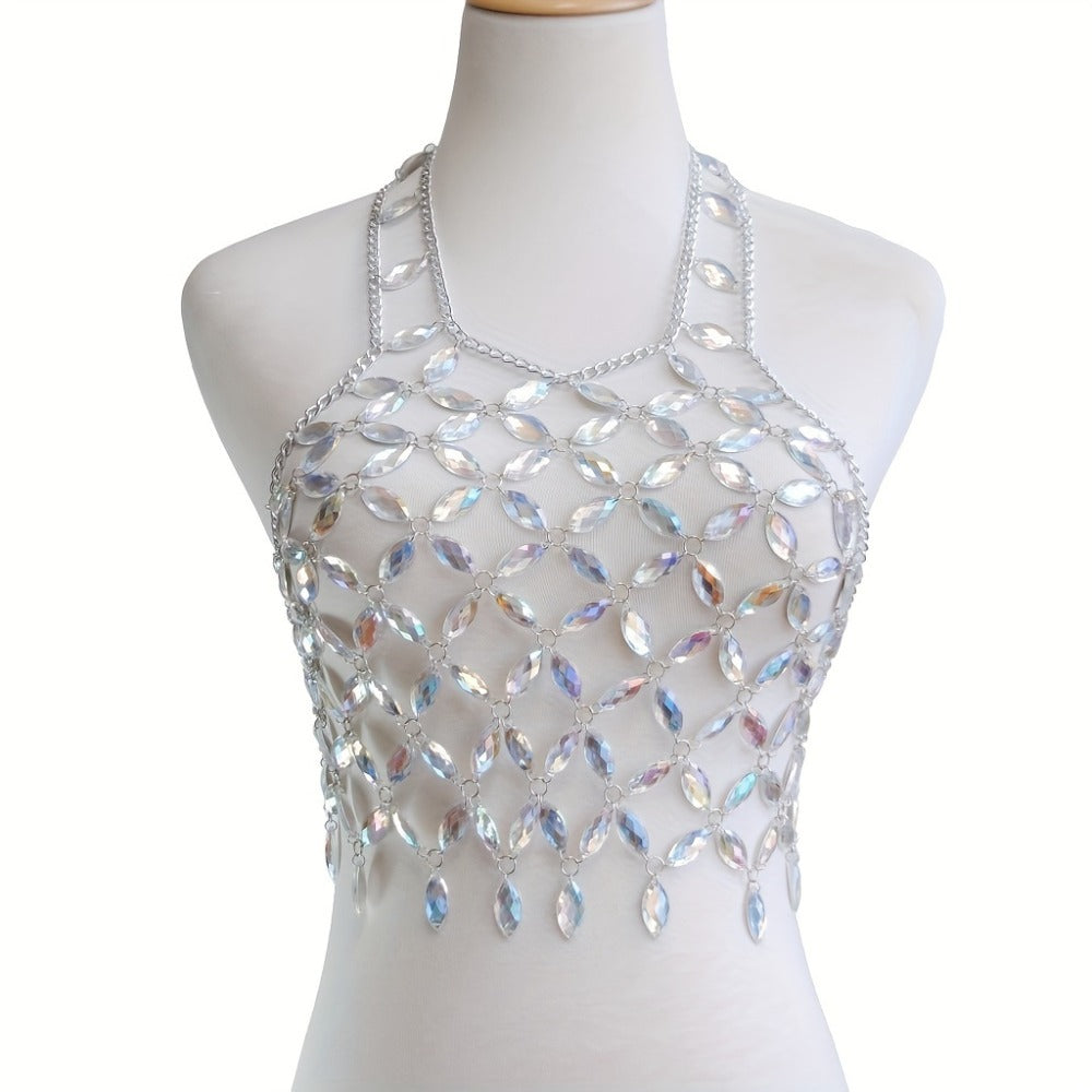 NEULRY Women's Laser Body Chain Hollow Party Accessory Spandex