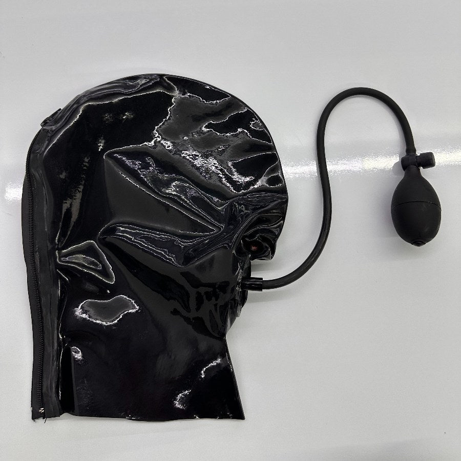 Men's Full Face Latex Mask With Adjustable Inflatable Design Masquerade