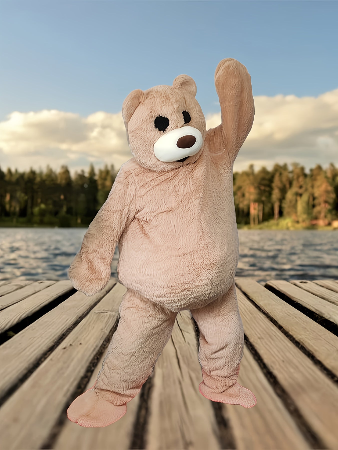 Teddy Bear Mascot Costume Hooded Full Zip Outfit