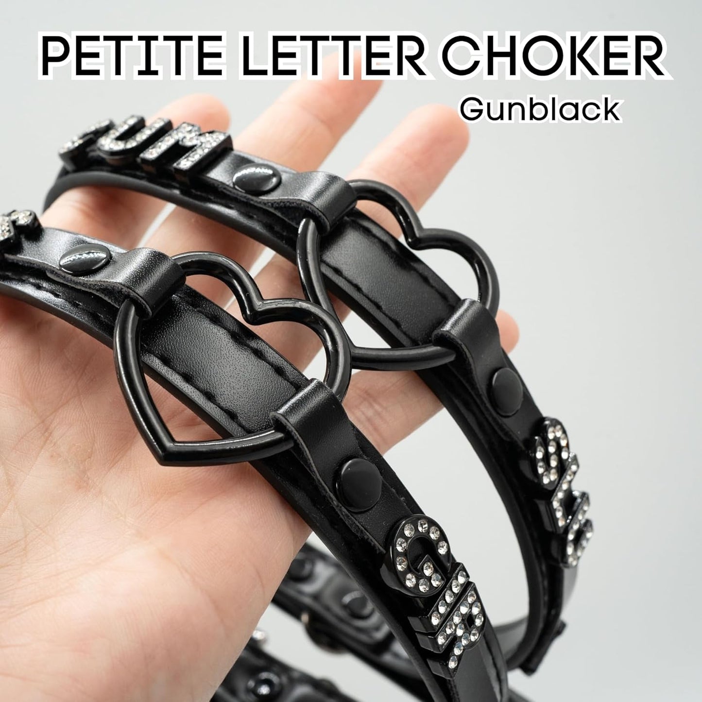 Adjustable Heart Choker Necklace With O Ring Pendant And Leatherlike Strap