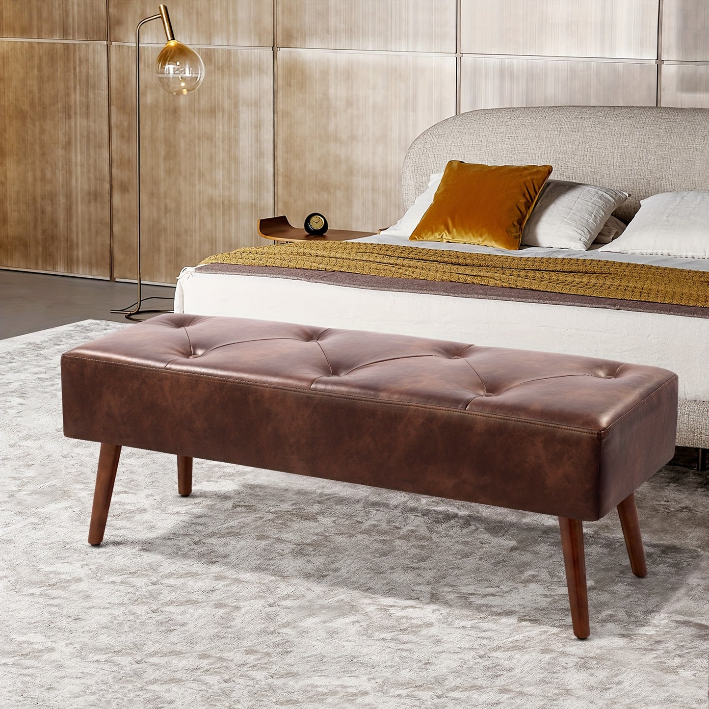 FURNIMART PU Bench With Padded Surface For Safe Home Use