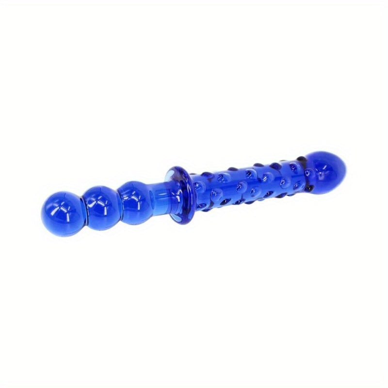 Double Ended Glass Dildo 9 Inch With Beads Textured Surface