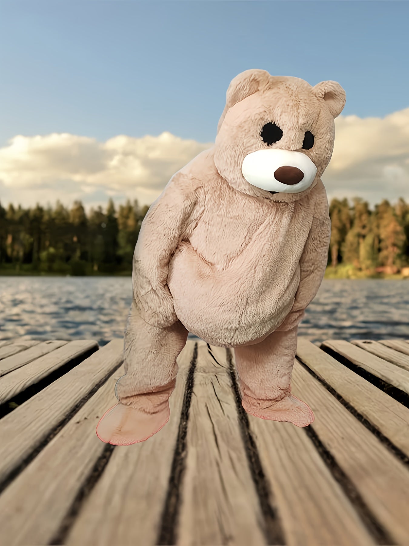 Teddy Bear Mascot Costume Hooded Full Zip Outfit