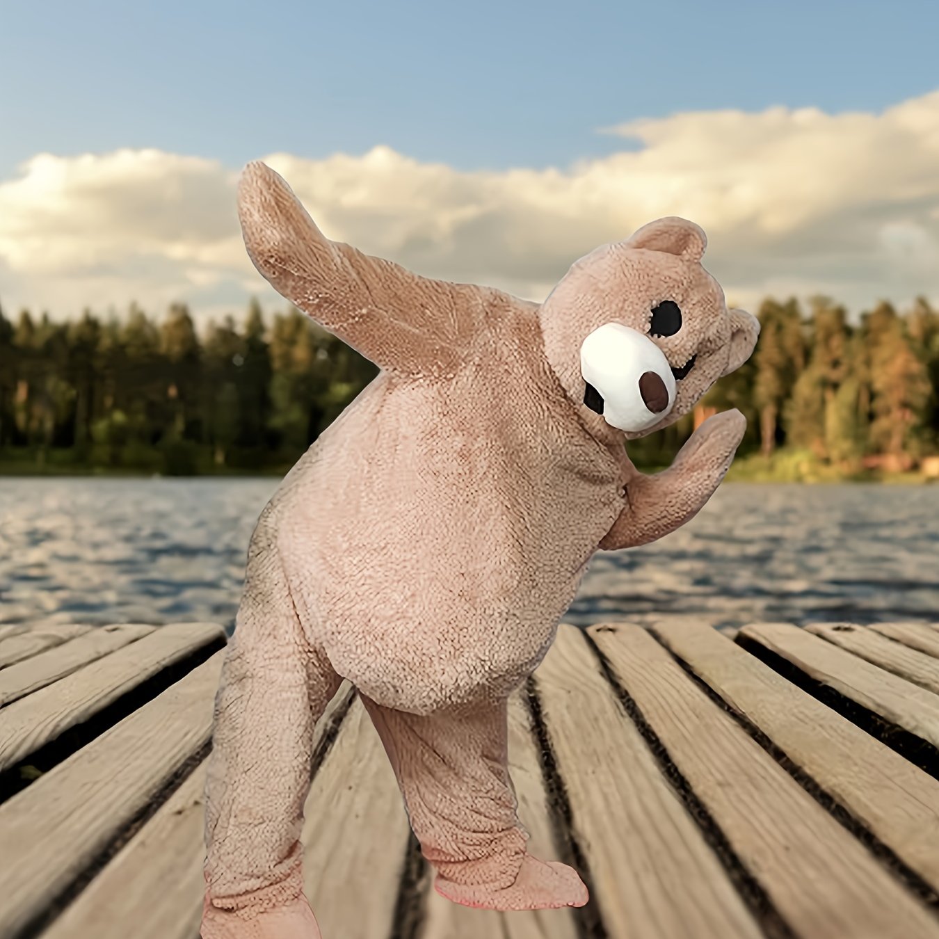Teddy Bear Mascot Costume Hooded Full Zip Outfit