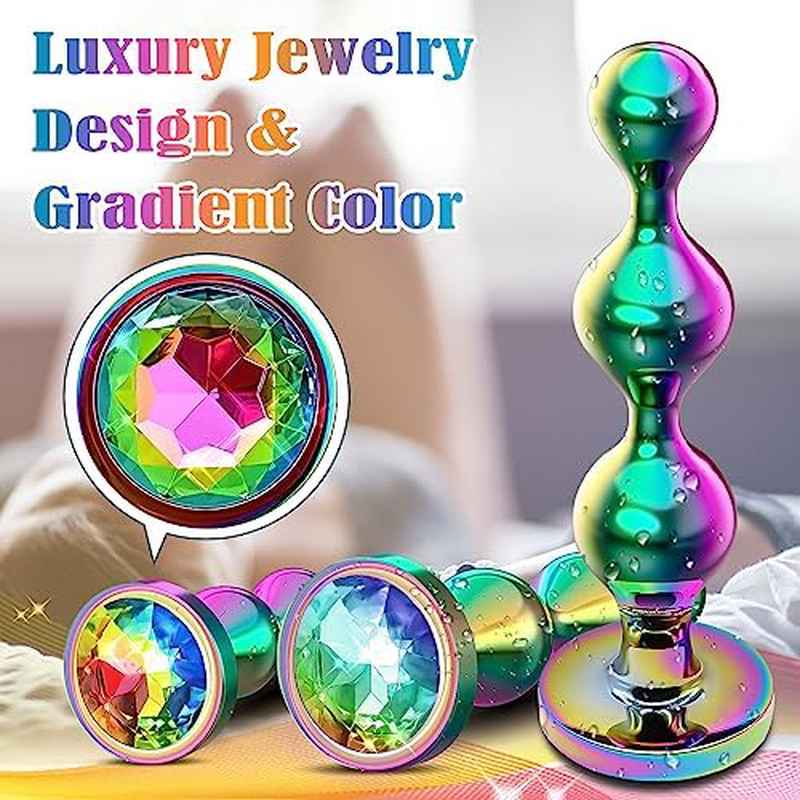 Metal Anal Beads Prostate Massager With Jewelry Design 3 Pack