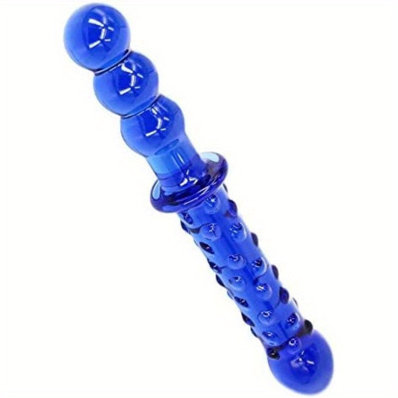 Double Ended Glass Dildo 9 Inch With Beads Textured Surface