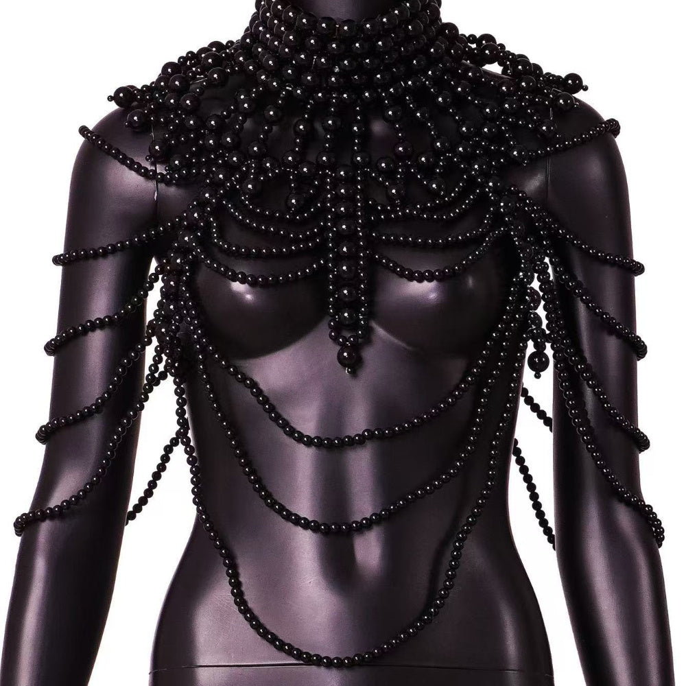 NEULRY New Vintage Heavy Industry Hand-Beaded Freshwater Pearls Body Chain