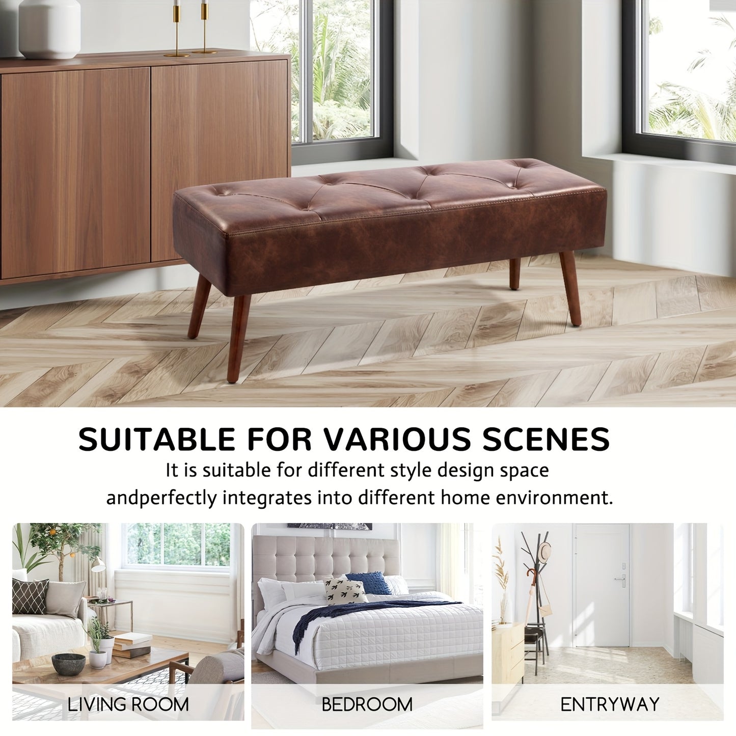 FURNIMART PU Bench With Padded Surface For Safe Home Use