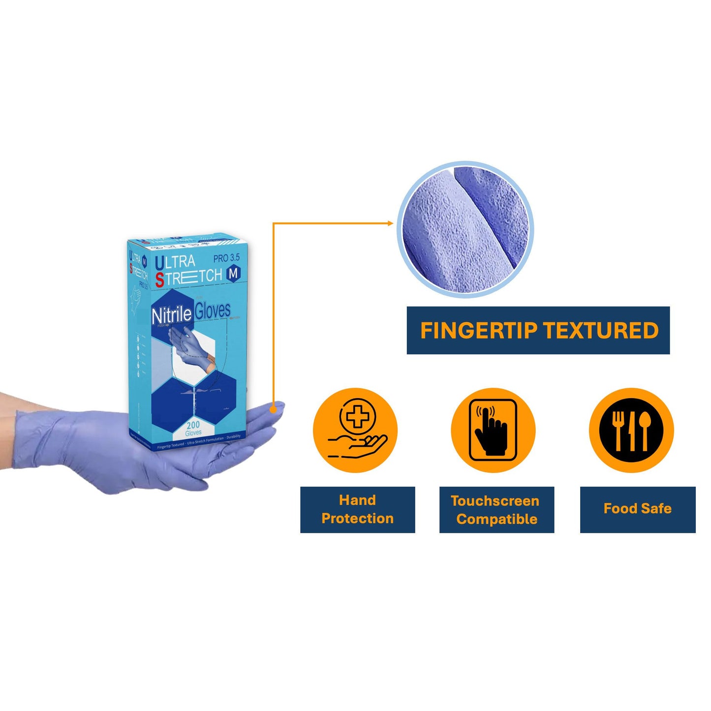 Ultra Stretch Professional Inc Nitrile Gloves Powder Free Ambidextrous