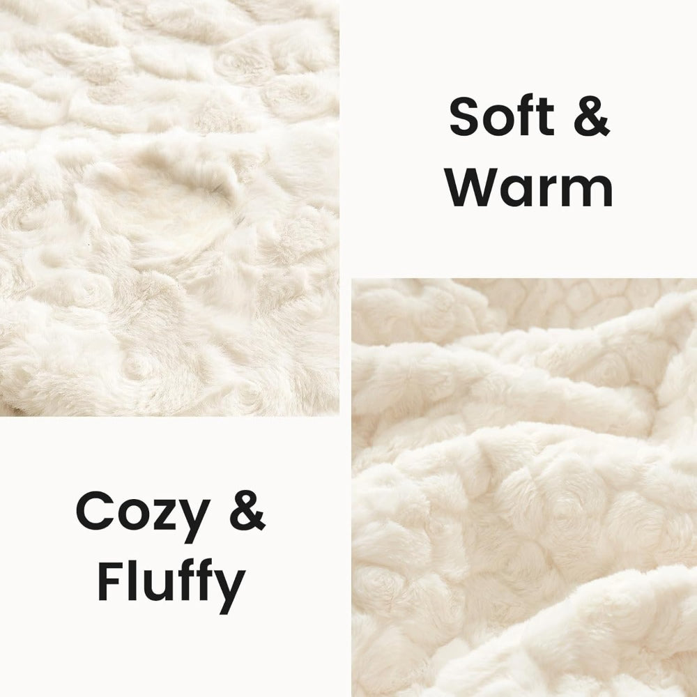 Cozy Bliss Reversible Faux Fur Throw Blanket For Couch