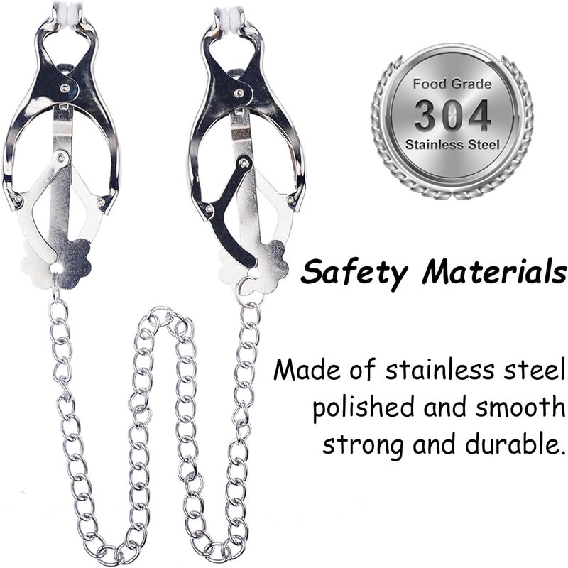 Clit Clamp, Pussy Spreader, Metal Vaginal Labia Spreader BDSM Toys Nipple Clamps Sensory Toys Woman Clips Couples Sex Games Bondage Gear Accessories Restraints Kinky Sex Toy for Women Couple 2pcs