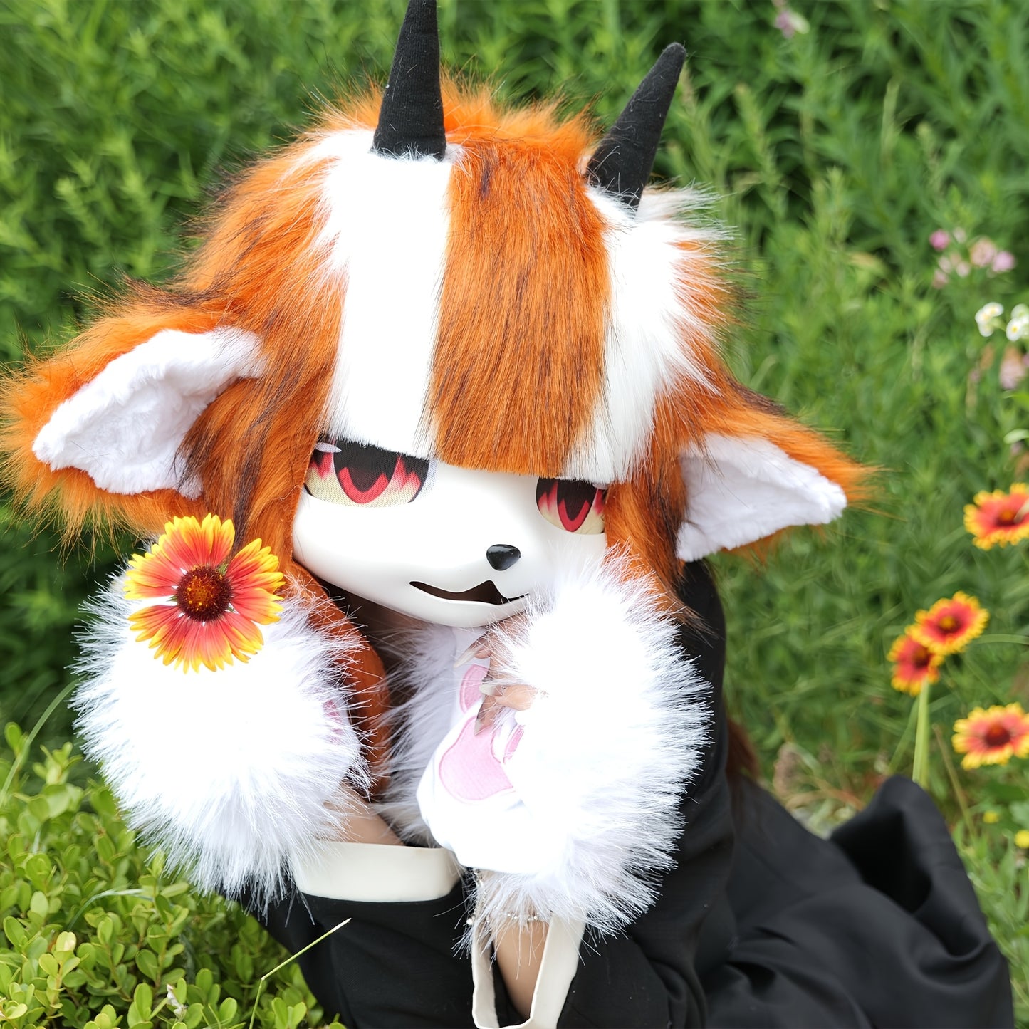SERENEWINTER Handmade Furry Horn Mask And Beast Costume For Cosplay