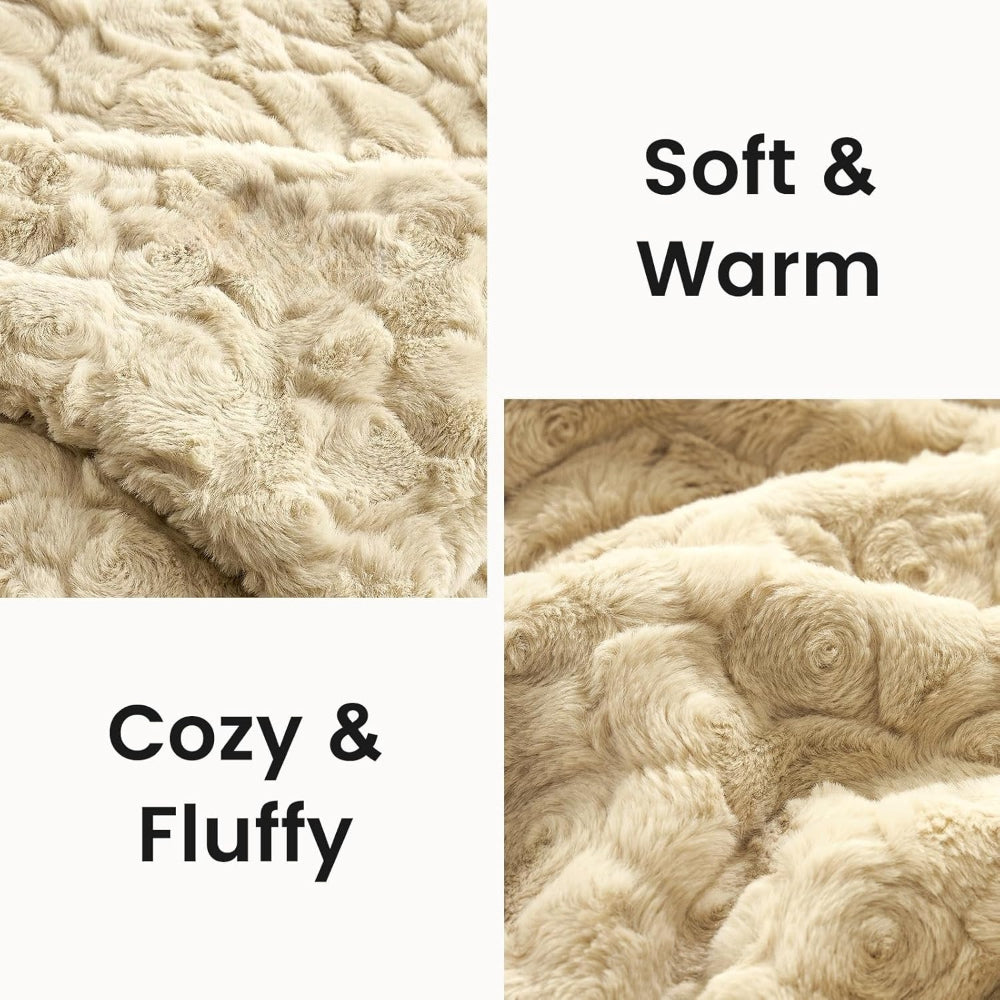 Cozy Bliss Reversible Faux Fur Throw Blanket For Couch