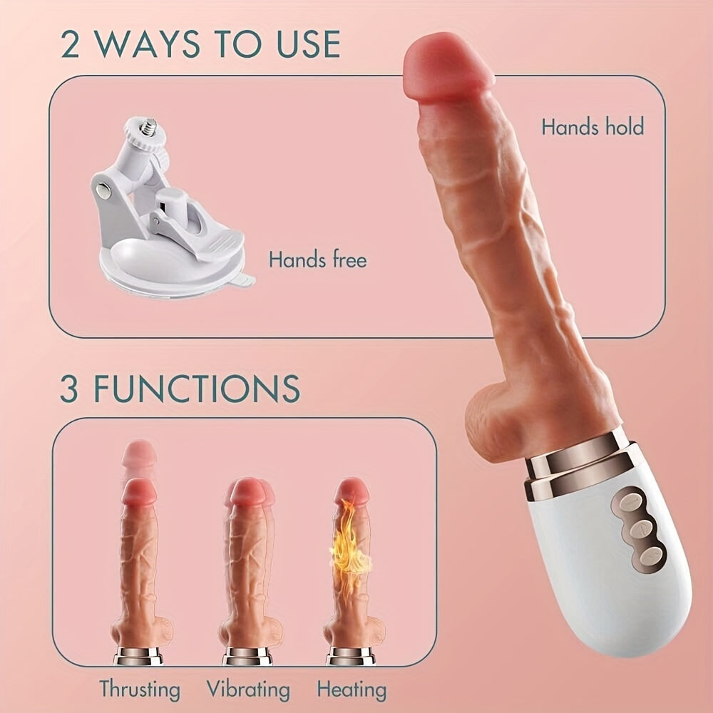 Heating Telescopic Thrusting Vibrating Dildo With Remote Control