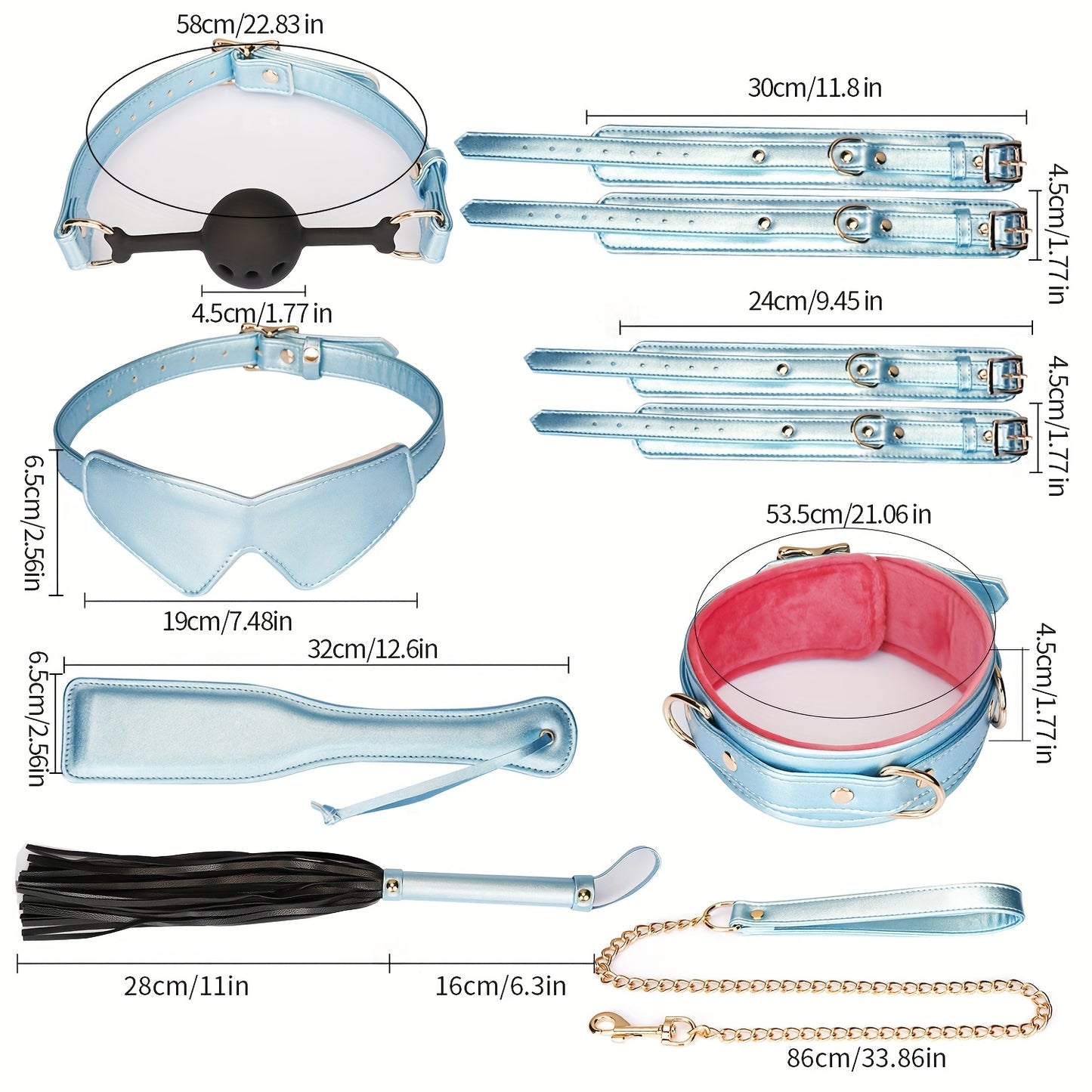 8pcs Set of SM Sex Toys | Complete Set of Sexual Tools for Women, Couple Toys, Interactive Games, Stimulation, Venting, Punishment, Private Parts Props, Battery-Free Use
