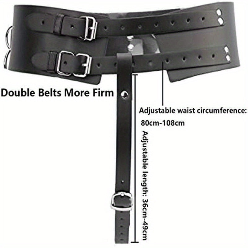 Leather Constrained Strap for Electric Waistband Harness - Fixed Tie Belt Holder with Color and Material Options (Wand Or Vibrator Not Included)