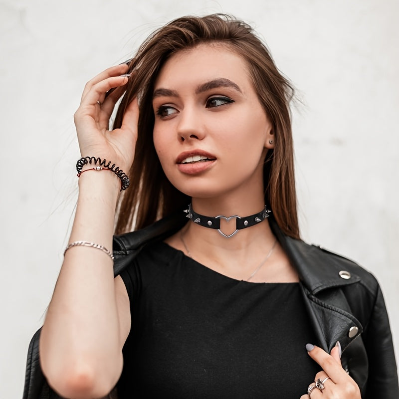 DREYOO Gothic Spiked Choker Necklace Set With Rivets