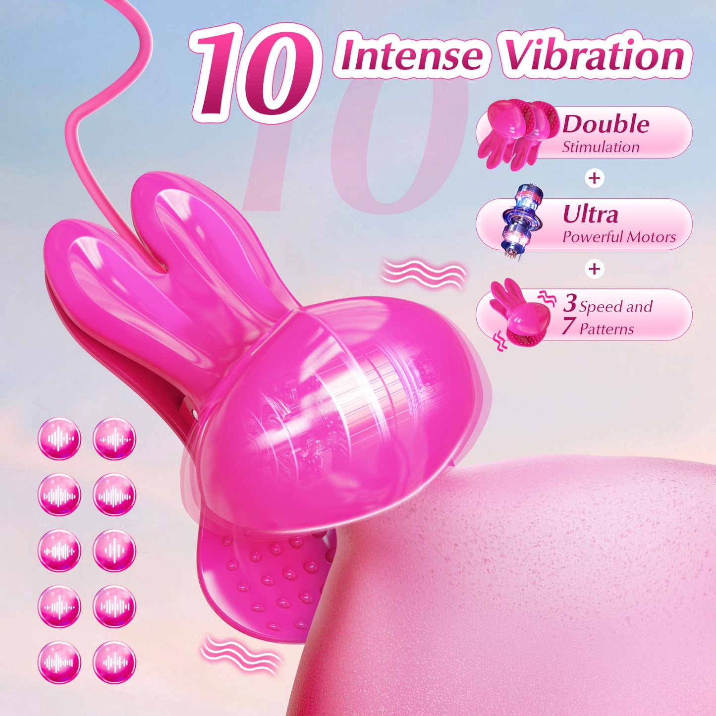 Nipple Clamps Vibrating Toy 9 Modes Magnetic Rechargeable