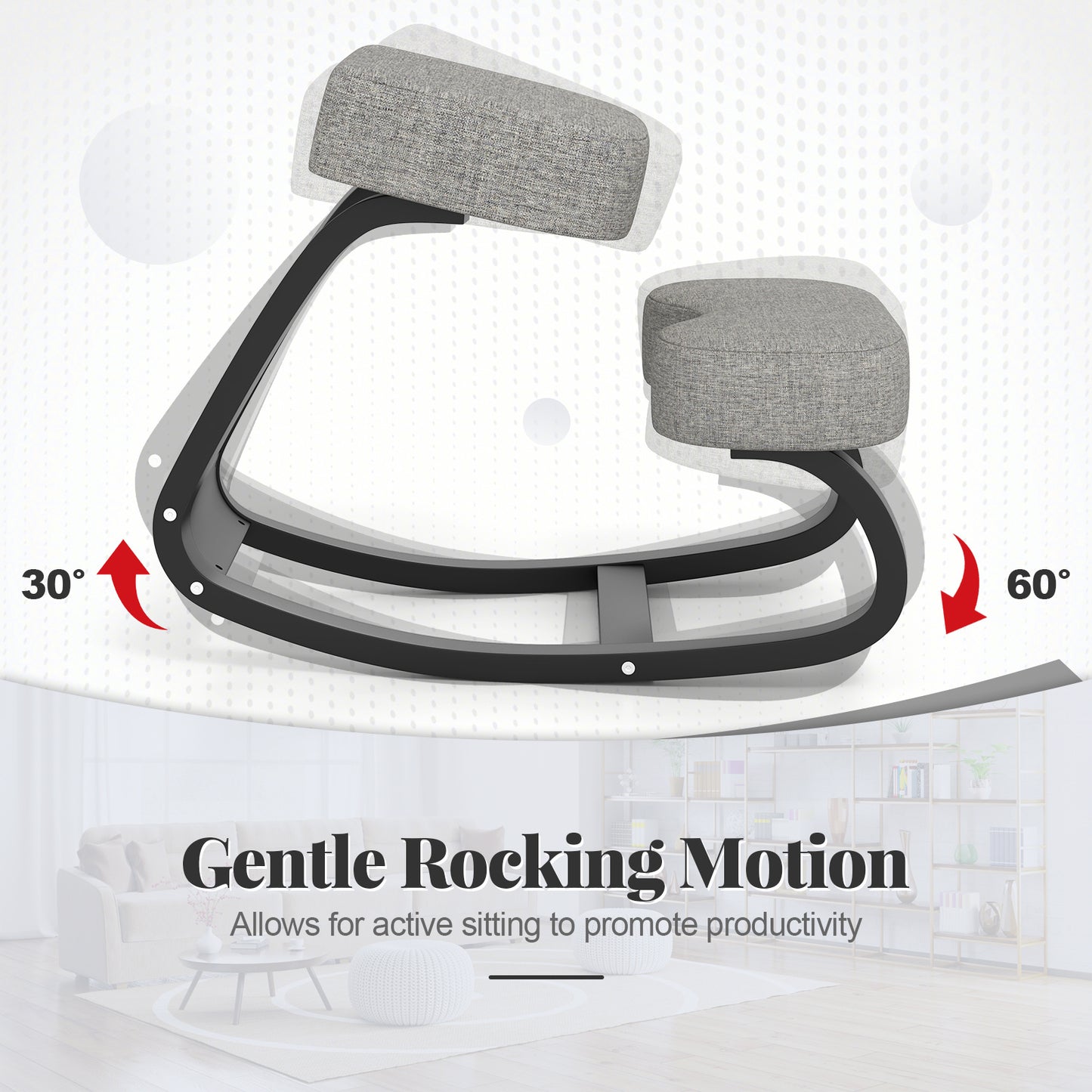 GYMAX Ergonomic Kneeling Chair With Padded Cushion Rocking Knee Support