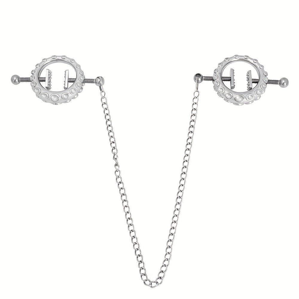 1 Stainless Steel Nipple Clamp with Floral Design Women's Breast Stimulation Toy Spiked Nipple Rubbing Decorative Metal Chest Chain Couples BDSM Alternative Sex Toy, Erotic Toy, Bdsm Accessory, Edgy Fashion, Highquality Steel