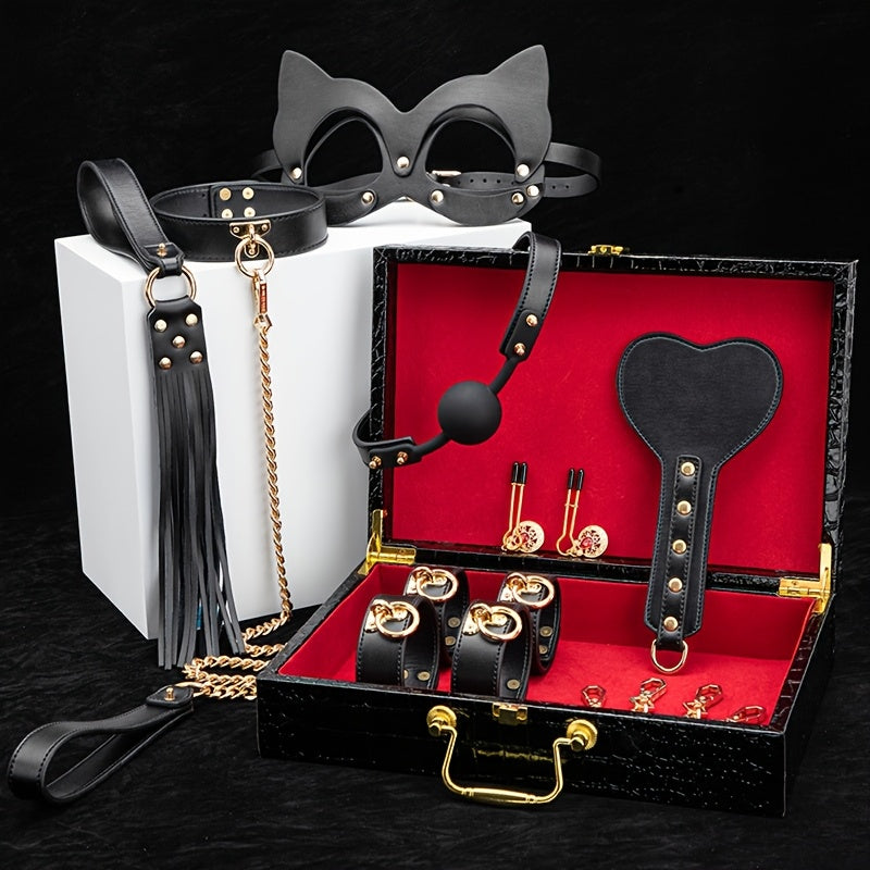 Punk Style Bondage Set With Cat Ear Mask And Cuffs
