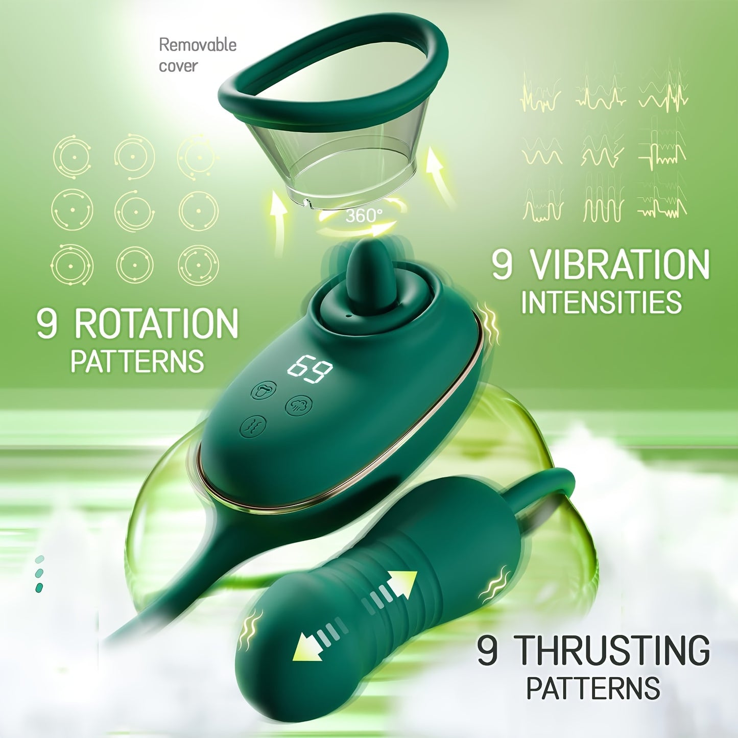 GENYEAN Sucking Tongue Vibrator With 9 Modes G Spot Clitoral