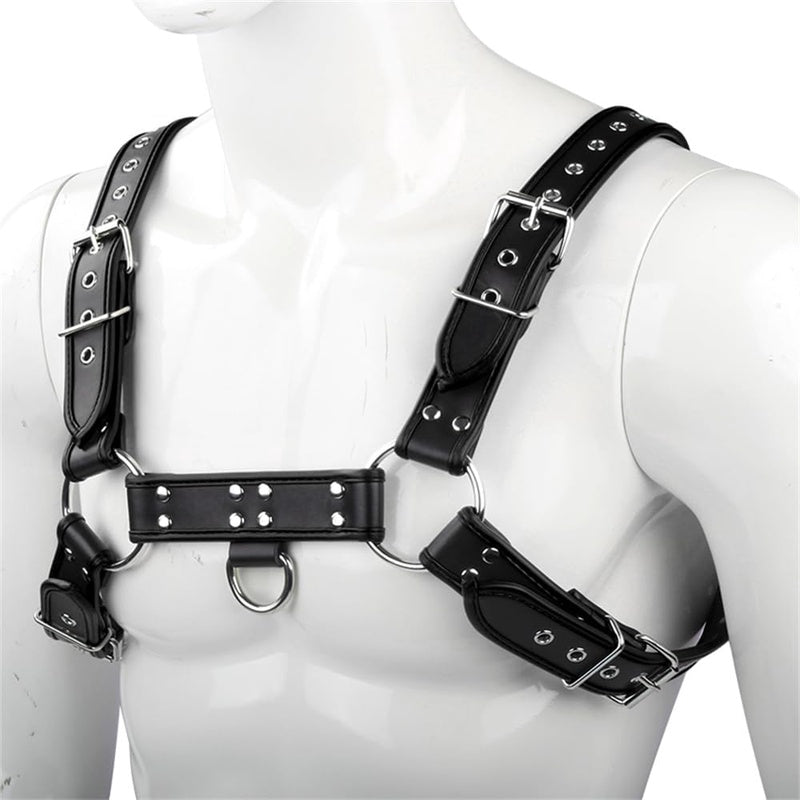 Mens PU Leather Chest Strap Bondage Restraint Strap