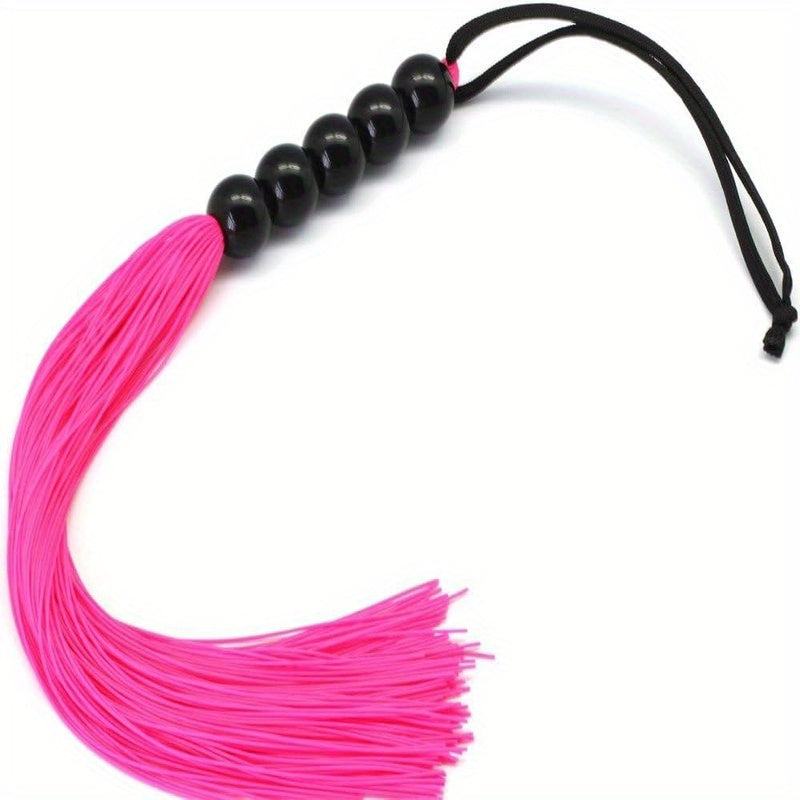 Rubber Flogger Whip For Beginners With Wooden Bead Grip