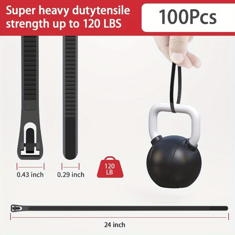 Heavy Duty Reusable Nylon Cable Ties 120 Lb Pack
