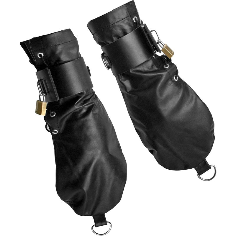 Leather Bondage Mittens Heavy Duty Wristwear For BDSM Gear