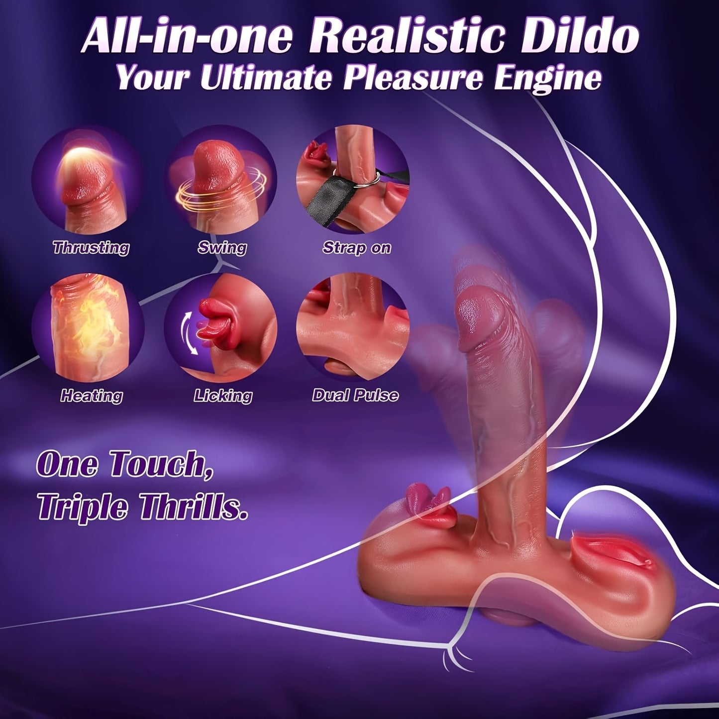 Lovelily 6-In-1 Silicone Dildo With Heating USB Powered