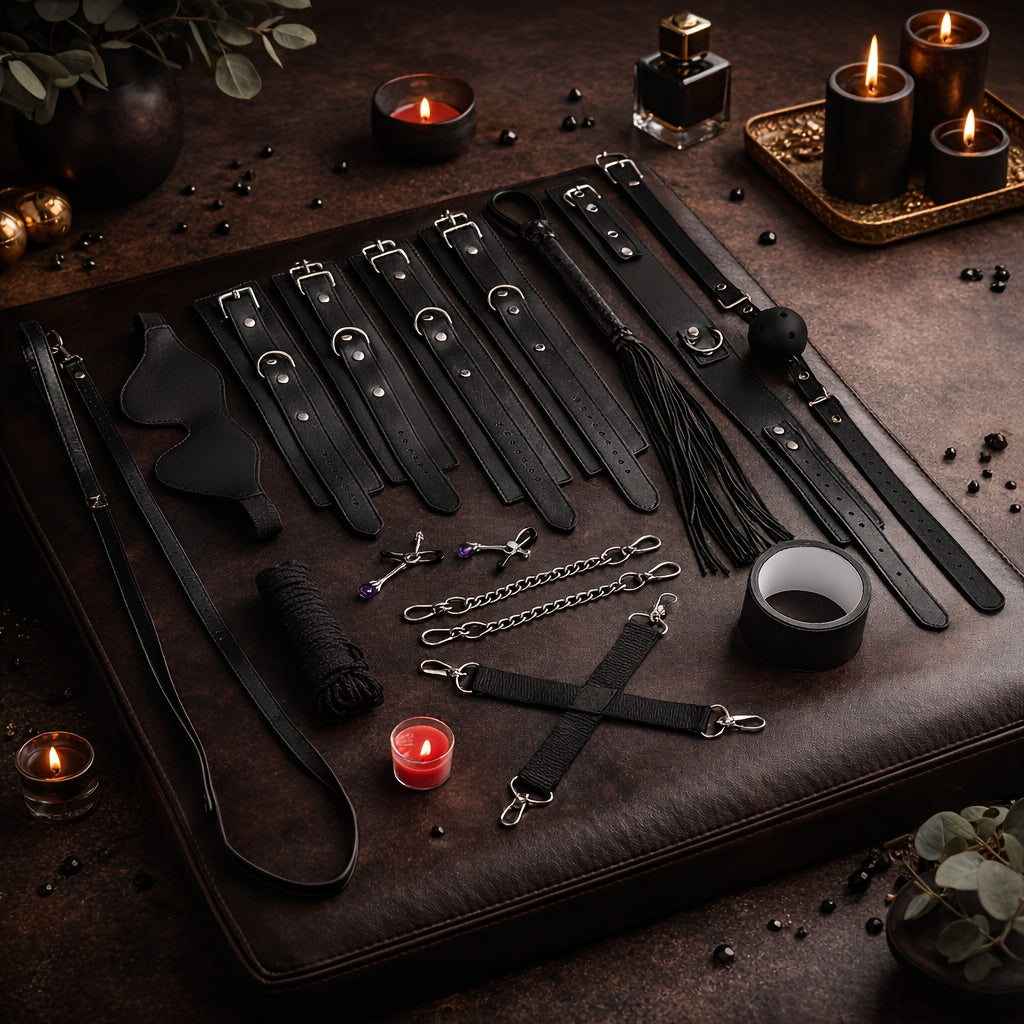 12pcs BDSM Props, Adult Toys, Games, Sex Toys | Bed Aids for Couples, Sexual Stress Relief Tools for Men and Women, Battery-Free Operation