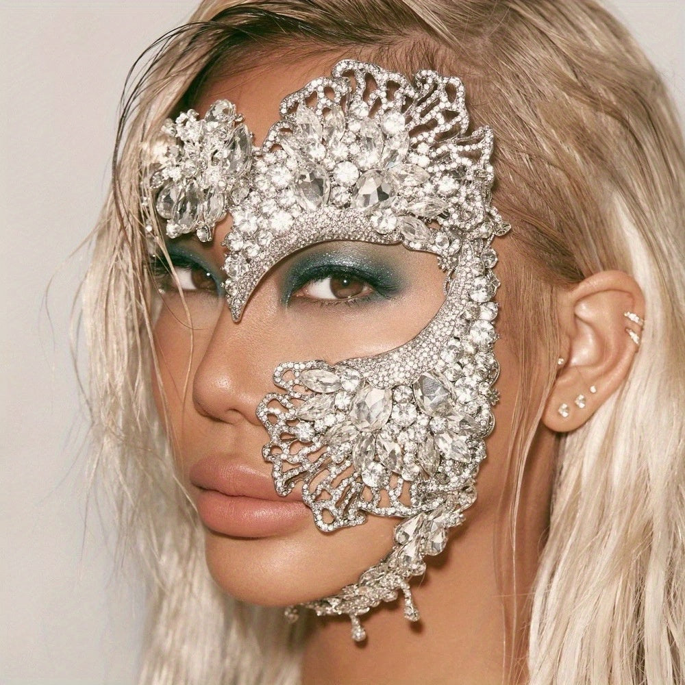 Elegant Alloy One Eye Half Mask for Masquerade Parties and Halloween