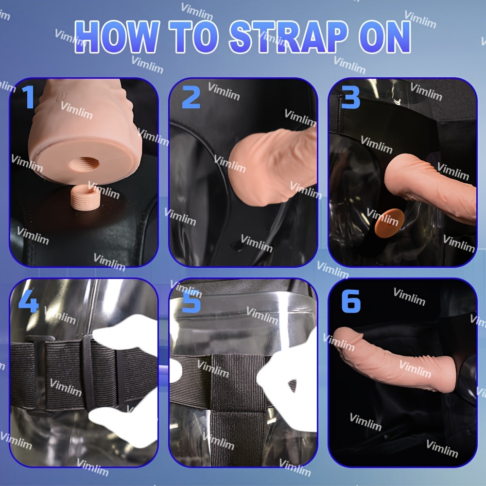 Realistic Strap On Dildo Vibrator With Wearable Harness Liquid Silicone