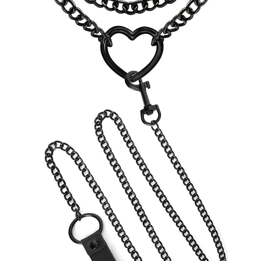 Two Piece Leather Choker Necklace Set For Women Gothic Jewelry
