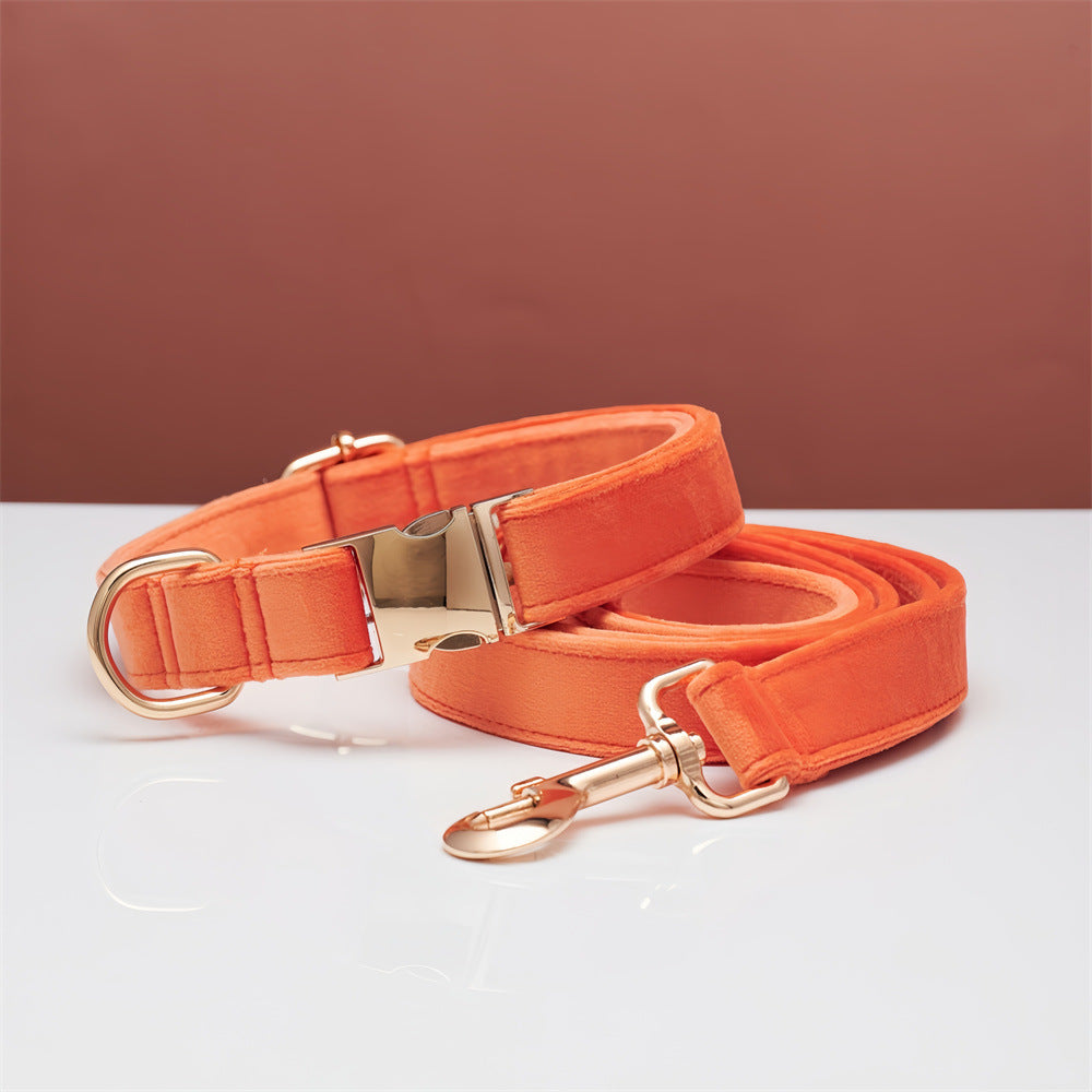 Rose Golden Hardware Luxury Pet Collar And Leash Set Polyester