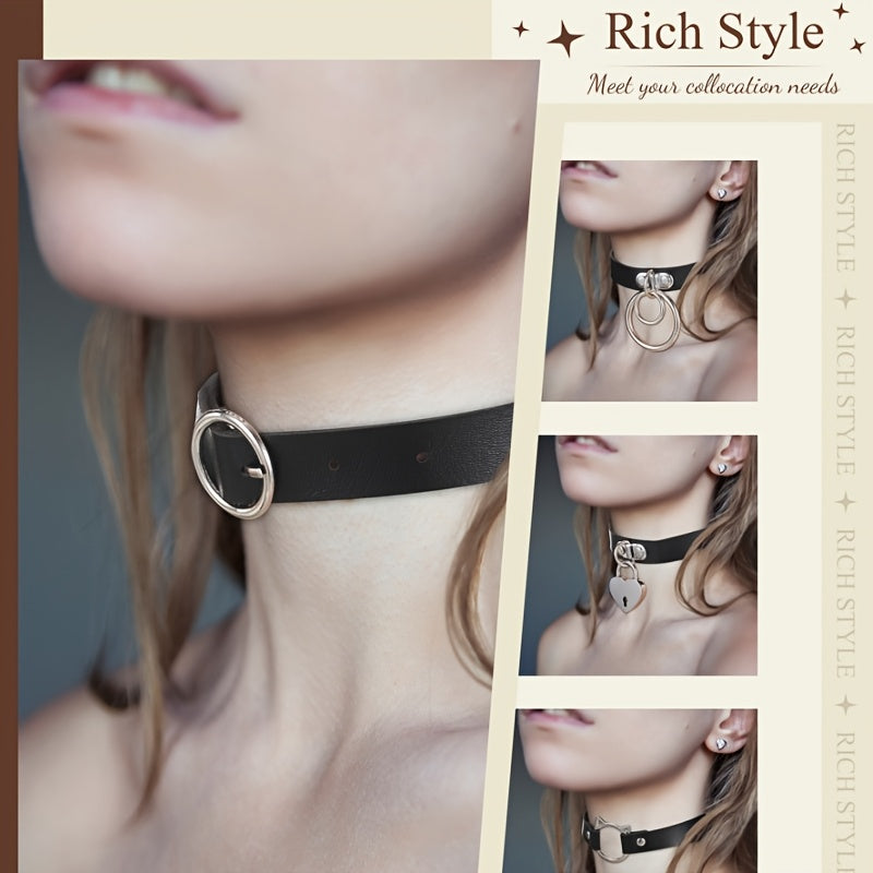 DREYOO Gothic Spiked Choker Necklace Set With Rivets