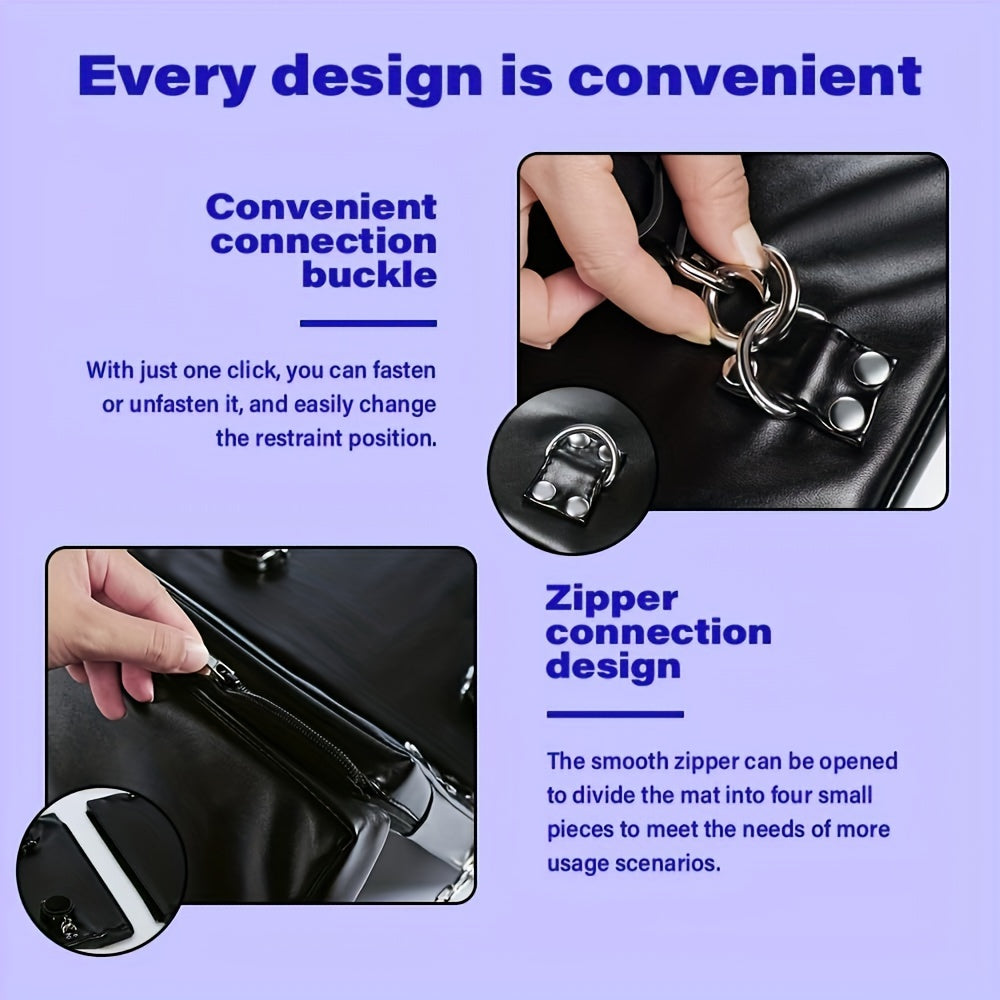 PU Leather Bondage Restraints System With Handcuffs And Ankle Cuffs