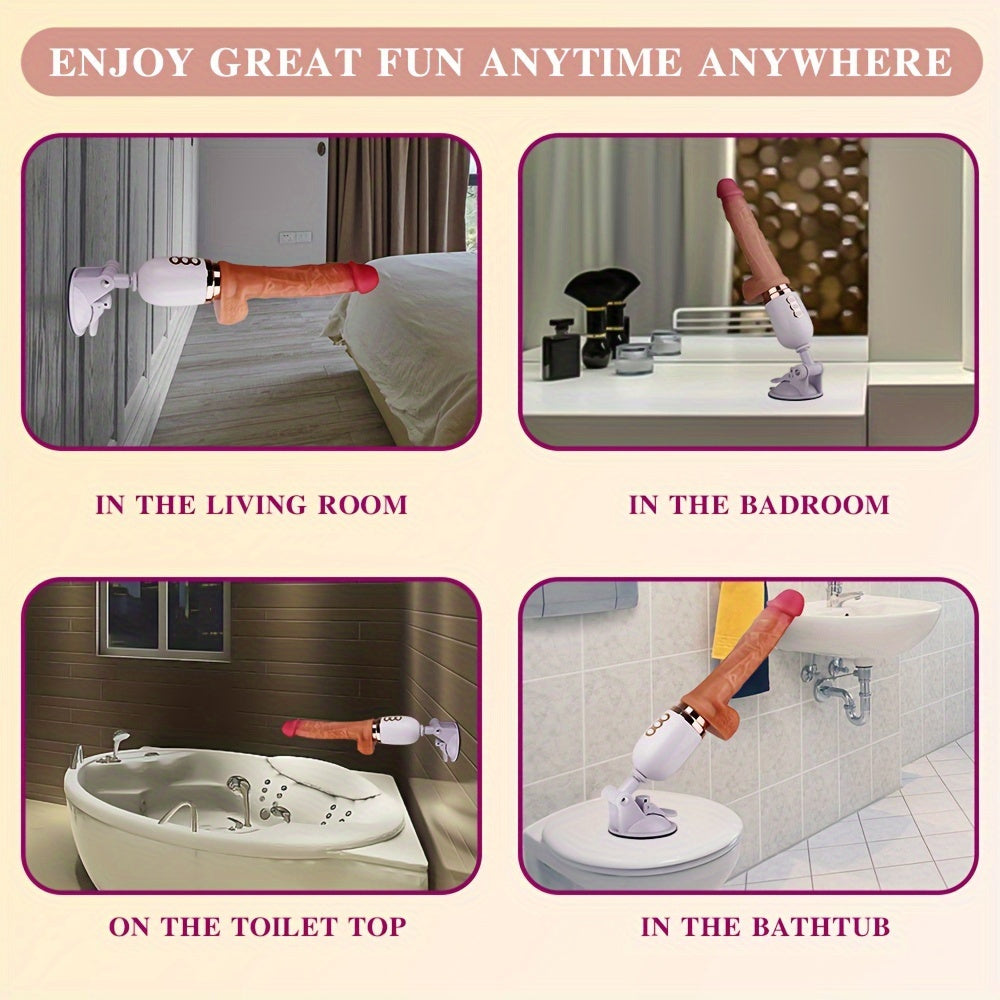 Heating Telescopic Thrusting Vibrating Dildo With Remote Control