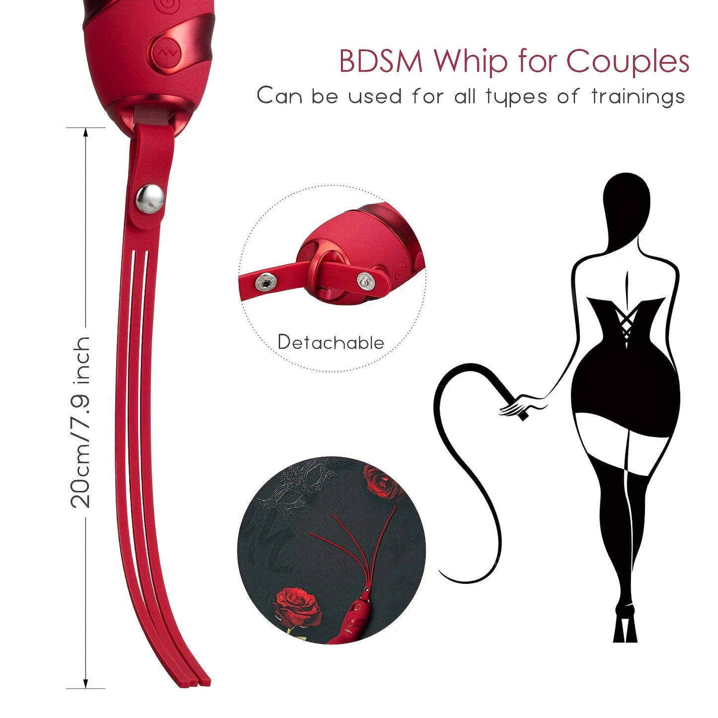 Rabbit Vibrator For Women, BDSM Detachable Whip 10-Frequency Vibration Mode With Clitoris Stimulator Adult Sex Toys For Female Couples