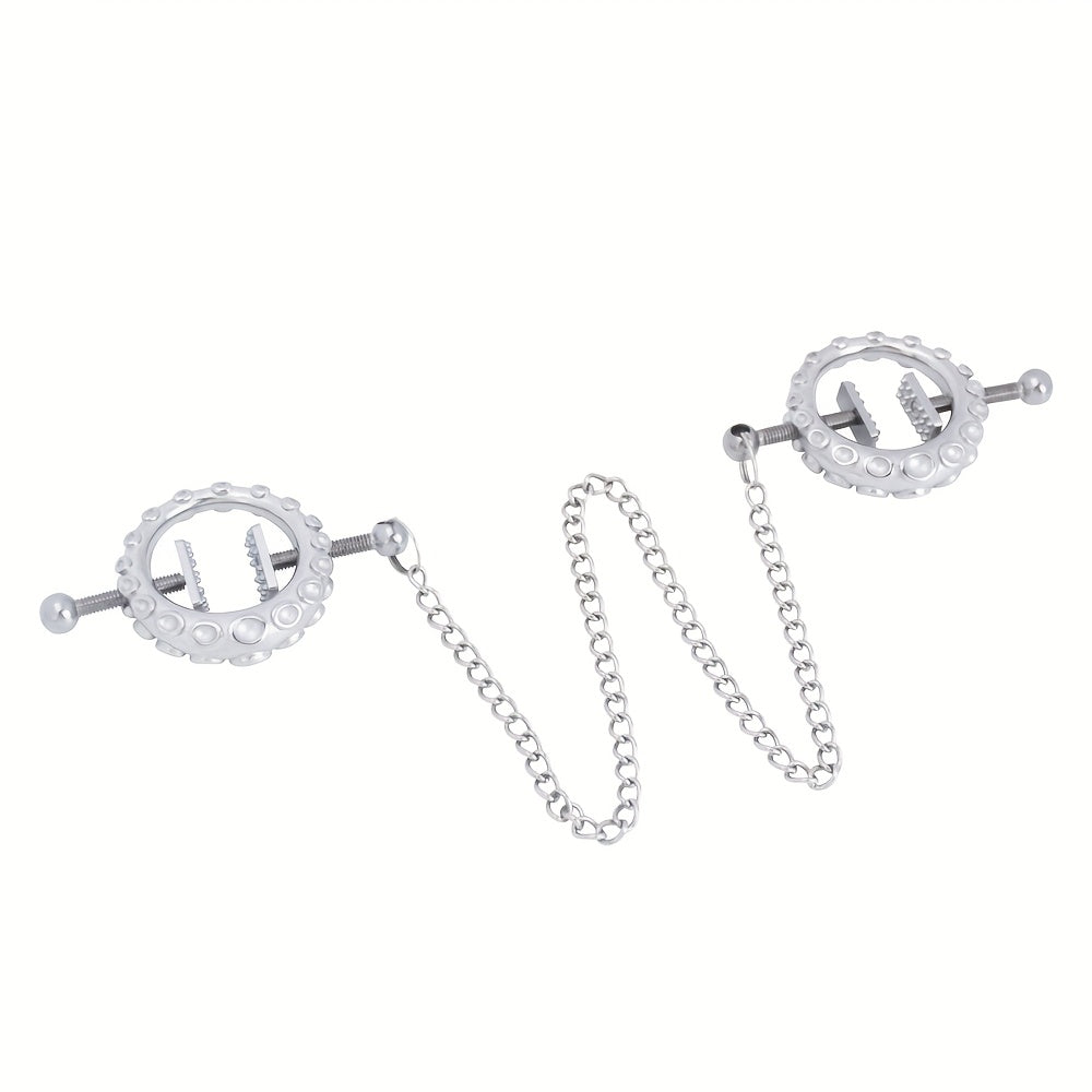 1 Stainless Steel Nipple Clamp with Floral Design Women's Breast Stimulation Toy Spiked Nipple Rubbing Decorative Metal Chest Chain Couples BDSM Alternative Sex Toy, Erotic Toy, Bdsm Accessory, Edgy Fashion, Highquality Steel
