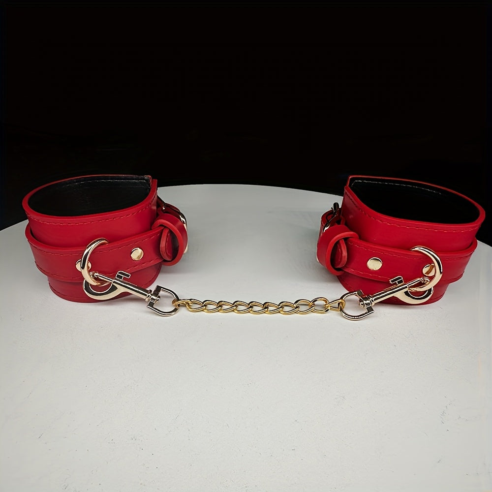 Suction Cup PU Leather Handcuffs Bondage Set For Couples
